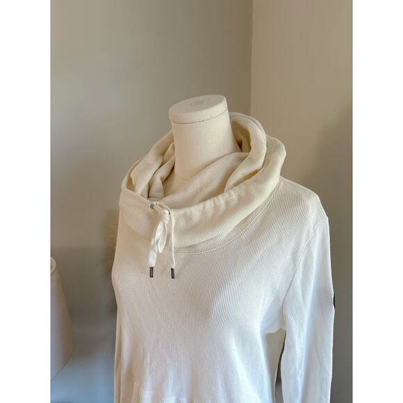 Lauren Ralph Lauren Women’s White Rib Knit Thermal Funnel Neck Sweatshirt Large - Picture 2 of 8